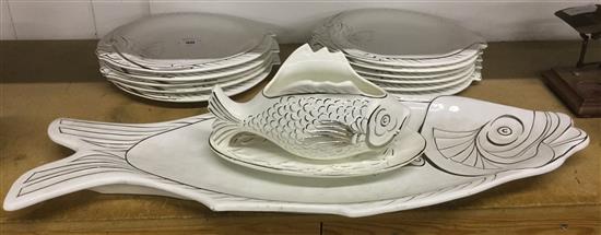 French ceramic fish set(-)